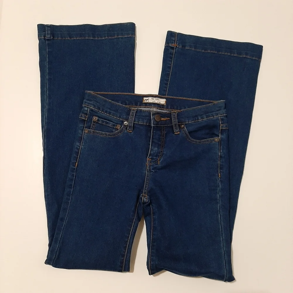 Free People Blue Flared Leg Jeans Size 26
